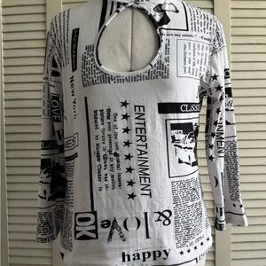 Stylish Black and White Graphic Print Top